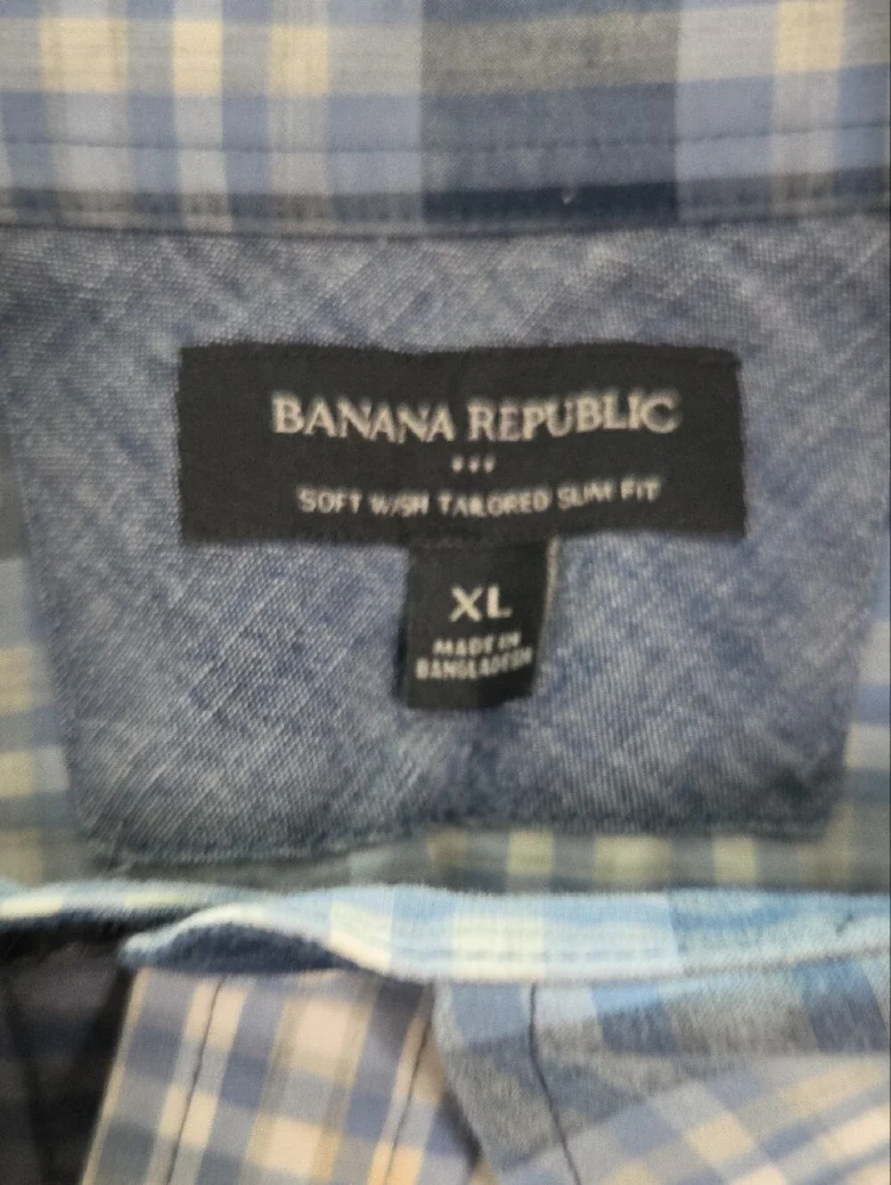 Banana Republic Blue and White Plaid Button-Down Shirt